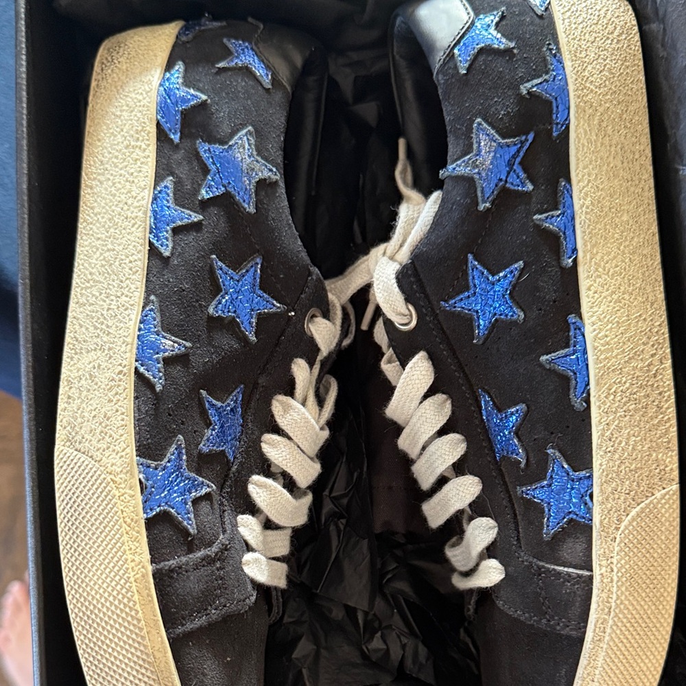 Saint Laurent Black and Blue Star Sneakers with box and new laces - Picture 2 of 7